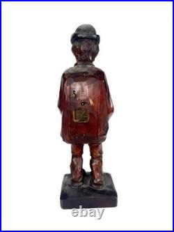 Antique German Black Forest Carved Wooden Figure Mechanical Whistler works