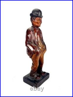 Antique German Black Forest Carved Wooden Figure Mechanical Whistler works