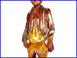 Antique German Black Forest Carved Wooden Figure Mechanical Whistler works