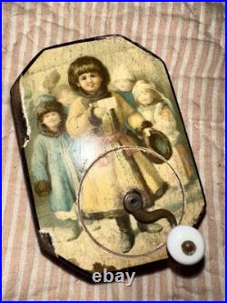 Antique German Lithograph Crank Handle Music Box