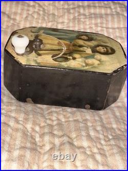 Antique German Lithograph Crank Handle Music Box