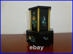 Antique German Music Box Wooden Cigarette Lipstick Dispenser Hand Painting Doors