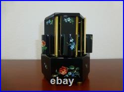 Antique German Music Box Wooden Cigarette Lipstick Dispenser Hand Painting Doors
