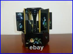 Antique German Music Box Wooden Cigarette Lipstick Dispenser Hand Painting Doors