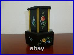 Antique German Music Box Wooden Cigarette Lipstick Dispenser Hand Painting Doors