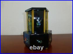 Antique German Music Box Wooden Cigarette Lipstick Dispenser Hand Painting Doors