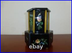 Antique German Music Box Wooden Cigarette Lipstick Dispenser Hand Painting Doors