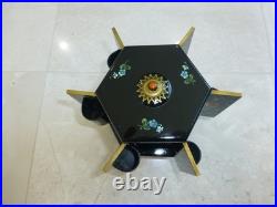 Antique German Music Box Wooden Cigarette Lipstick Dispenser Hand Painting Doors