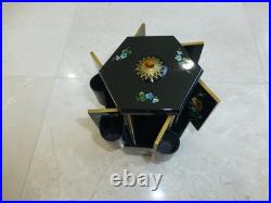 Antique German Music Box Wooden Cigarette Lipstick Dispenser Hand Painting Doors