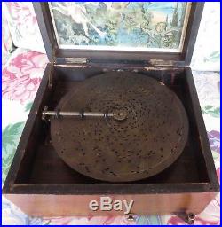 Antique German Polyhon Single Comb Music Disc and Bell Box, LEIPZIG, 1887