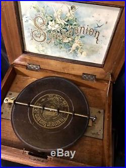 Antique German Symphonion Double Comb Disc Coin Op Music Box 10 5/8 Disc -Works