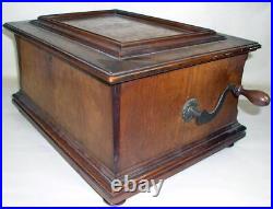 Antique German Symphonion Walnut Case 10 5/8 Disc Music Box As Found Works