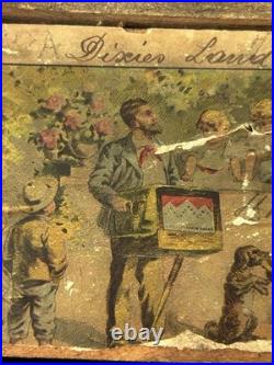 Antique Hand Crank Music Box Plays Dixie's Land Victorian Lithograph Working