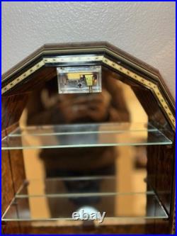 Antique Inlaid Wood Burl Curio Cabinet Jewelry Box with Music Box Made in Italy