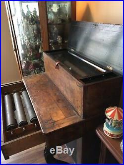 Antique Interchangable Cylinder Music Box With Stand