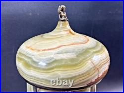 Antique Italia Reuge Karakuri Style Music Box Green Marble Cigar Holder 12.2inch