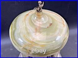 Antique Italia Reuge Karakuri Style Music Box Green Marble Cigar Holder 12.2inch