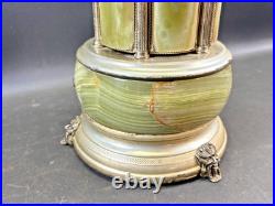 Antique Italia Reuge Karakuri Style Music Box Green Marble Cigar Holder 12.2inch