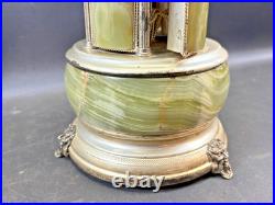 Antique Italia Reuge Karakuri Style Music Box Green Marble Cigar Holder 12.2inch