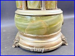 Antique Italia Reuge Karakuri Style Music Box Green Marble Cigar Holder 12.2inch