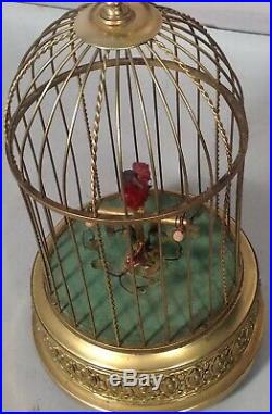 Antique KARL GREISBAUM Singing Bird in Cage MUSIC BOX Automaton WORKS WELL SINGS