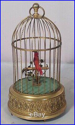 Antique KARL GREISBAUM Singing Bird in Cage MUSIC BOX Automaton WORKS WELL SINGS