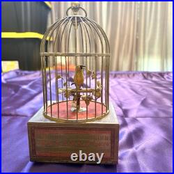 Antique Karl Griesbaum Singing Bird in a Cage Music Box German Automaton Brass