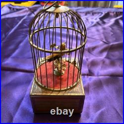Antique Karl Griesbaum Singing Bird in a Cage Music Box German Automaton Brass