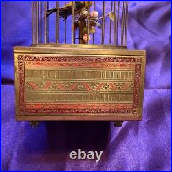 Antique Karl Griesbaum Singing Bird in a Cage Music Box German Automaton Brass