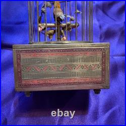 Antique Karl Griesbaum Singing Bird in a Cage Music Box German Automaton Brass