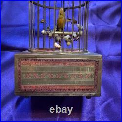 Antique Karl Griesbaum Singing Bird in a Cage Music Box German Automaton Brass