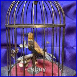 Antique Karl Griesbaum Singing Bird in a Cage Music Box German Automaton Brass