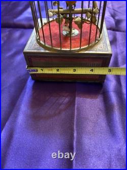 Antique Karl Griesbaum Singing Bird in a Cage Music Box German Automaton Brass