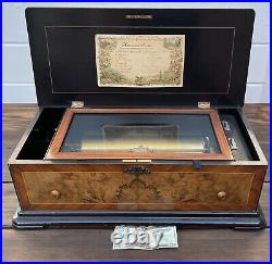 Antique LARGE 19th Century 8 Song Swiss Harmonic Celeste Cylinder Music Box