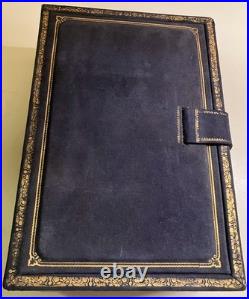 Antique Large Italian Leather Gilded Music Box Handmade Paper Lined Estate Find