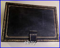 Antique Large Italian Leather Gilded Music Box Handmade Paper Lined Estate Find