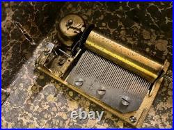 Antique Large Italian Leather Gilded Music Box Handmade Paper Lined Estate Find