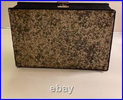 Antique Large Italian Leather Gilded Music Box Handmade Paper Lined Estate Find