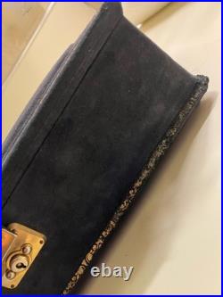 Antique Large Italian Leather Gilded Music Box Handmade Paper Lined Estate Find