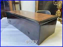 Antique Large Swiss Cylinder Music Box With Ornate Case- 8 Airs