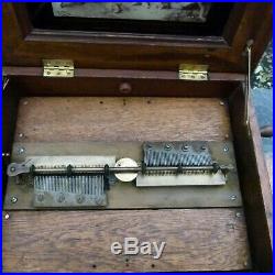 Antique Late 1800s SYMPHONION Style Music Box with 2 Discs Plays But Needs Work