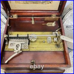 Antique MIRA Swiss Music Box Mahogany With16 6.75 11 Discs Work