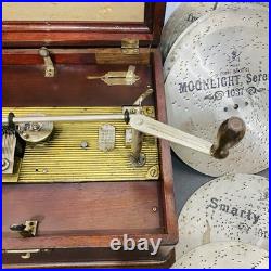 Antique MIRA Swiss Music Box Mahogany With16 6.75 11 Discs Work