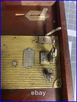 Antique MIRA Swiss Music Box Mahogany With16 6.75 11 Discs Work