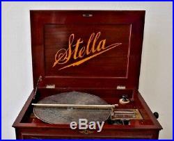Antique Mahogany Stella Music Box with Stand & 63 Discs 19th Century WORKS