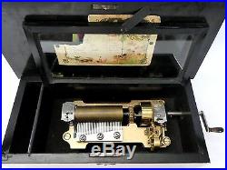 Antique Marque de Fabrique SWISS Cylinder MUSIC BOX. 6 airs. Orig Crank. Works Well