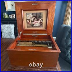 Antique Mechanical Perfection Music Box with (8) Original 14 Discs Included