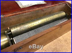 Antique Mid 1800's Music Box Key Wind Single Cylinder Works Nice