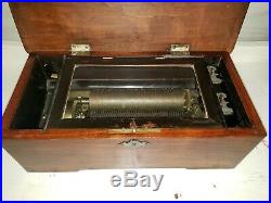 Antique Music Box 1800's Cylinder Type, Plays In The Sweet By And By Works