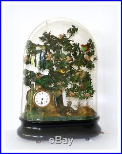 Antique Music Box Bird Automaton with Clock